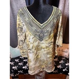 Chico’s  Green Paradise Jeweled Top